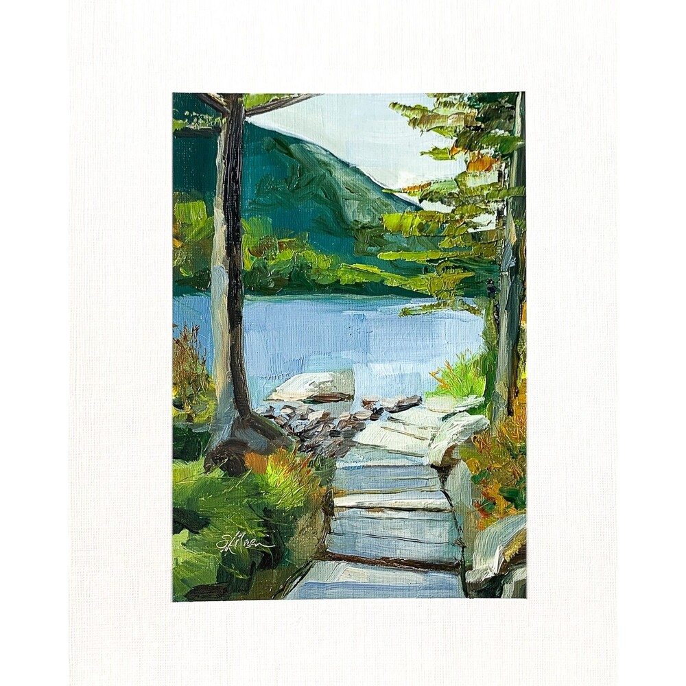 8x10 Maine Original Oil Painting Acadia Landscape Jordan Pond New England Signed